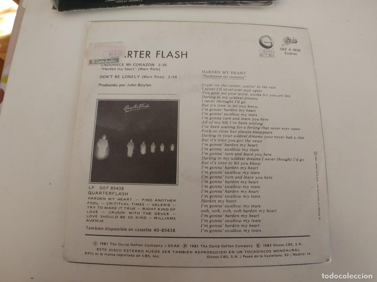 Discos de vinilo: QUARTER FLASH-SINGLE ENDURECE MI CORAZON-NUEVO - Foto 2
