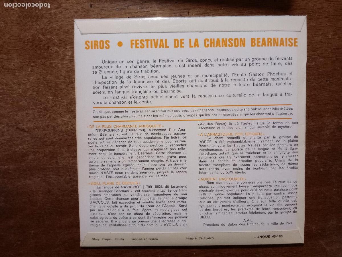Discos de vinilo: Festival de la chansons Bearnais - Siros - Foto 2