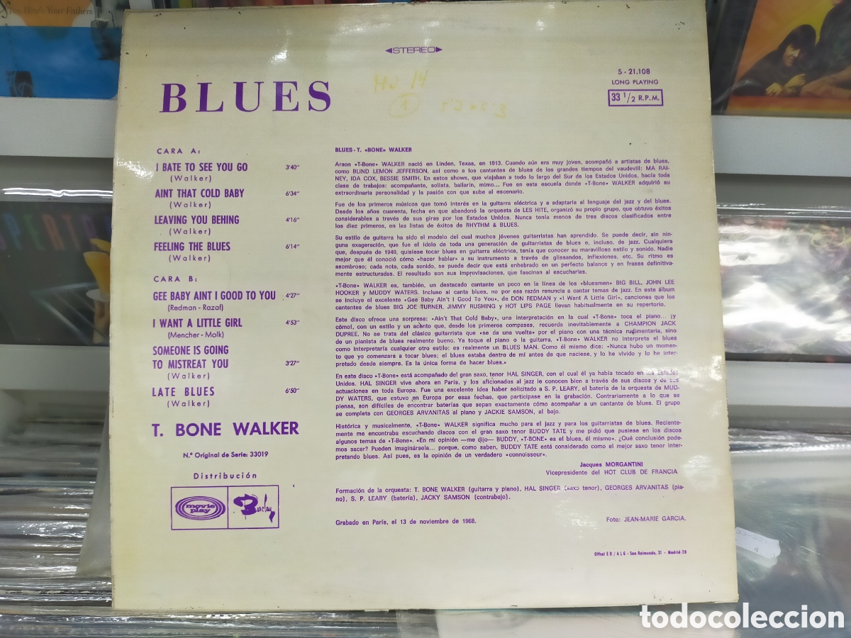 Discos de vinilo: Figuras del blues lp t. Bone walker Espa&ntilde;a 1969 - Foto 2