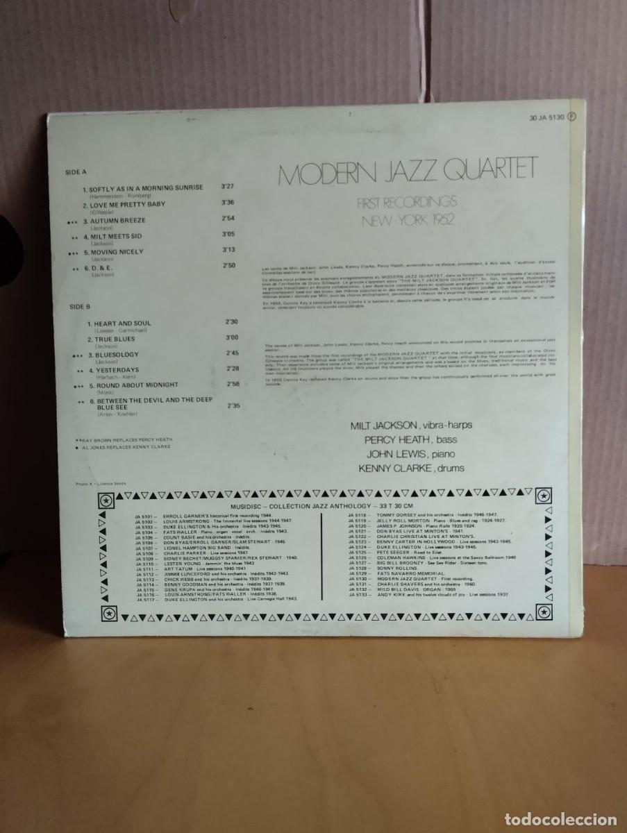 Discos de vinilo: MODERN JAZZ QUARTET --- FIRST RECORDINGS 1952 - Foto 2