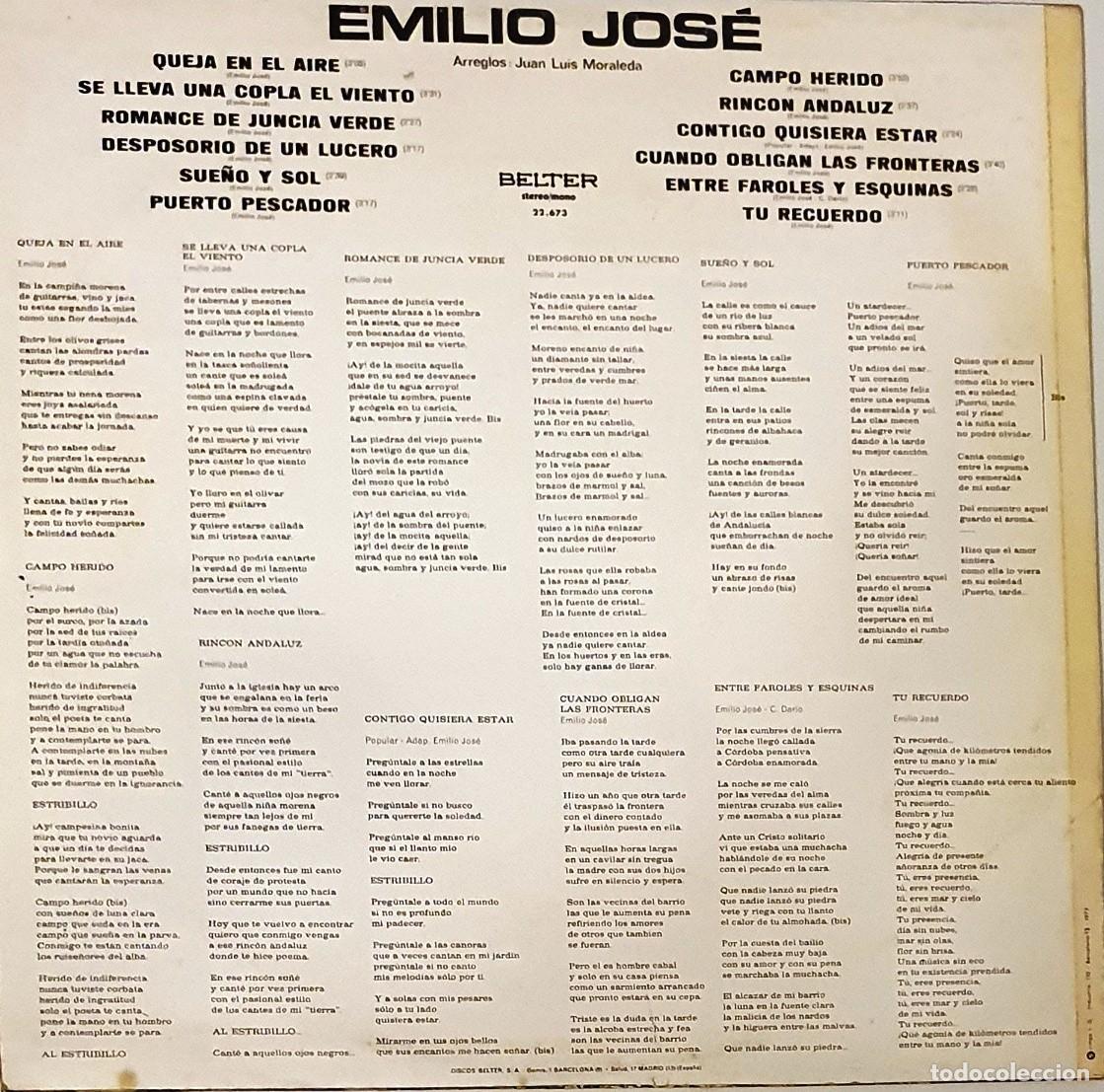 Discos de vinilo: LP EMILIO JOSE. CAMPO HERIDO. - Foto 2