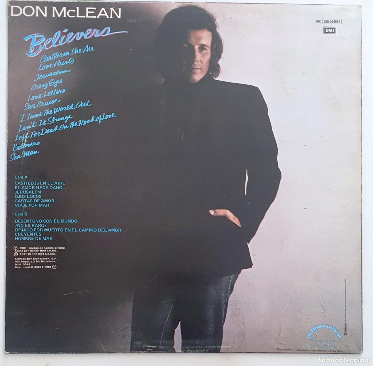 Discos de vinilo: LP DON MCLEAN. BELIEVERS. - Foto 2