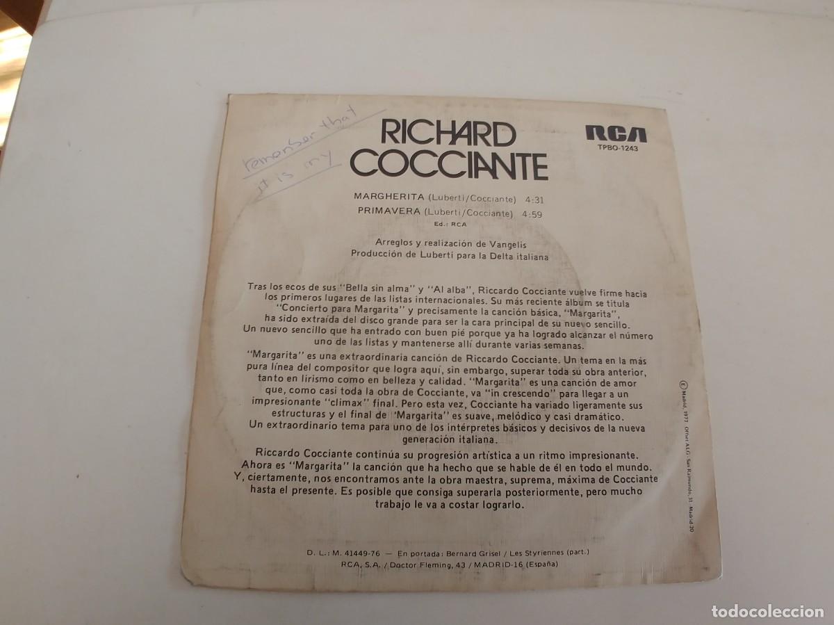 Discos de vinilo: RICHARD COCCIANTE-SINGLE MARGHERITA - Foto 2