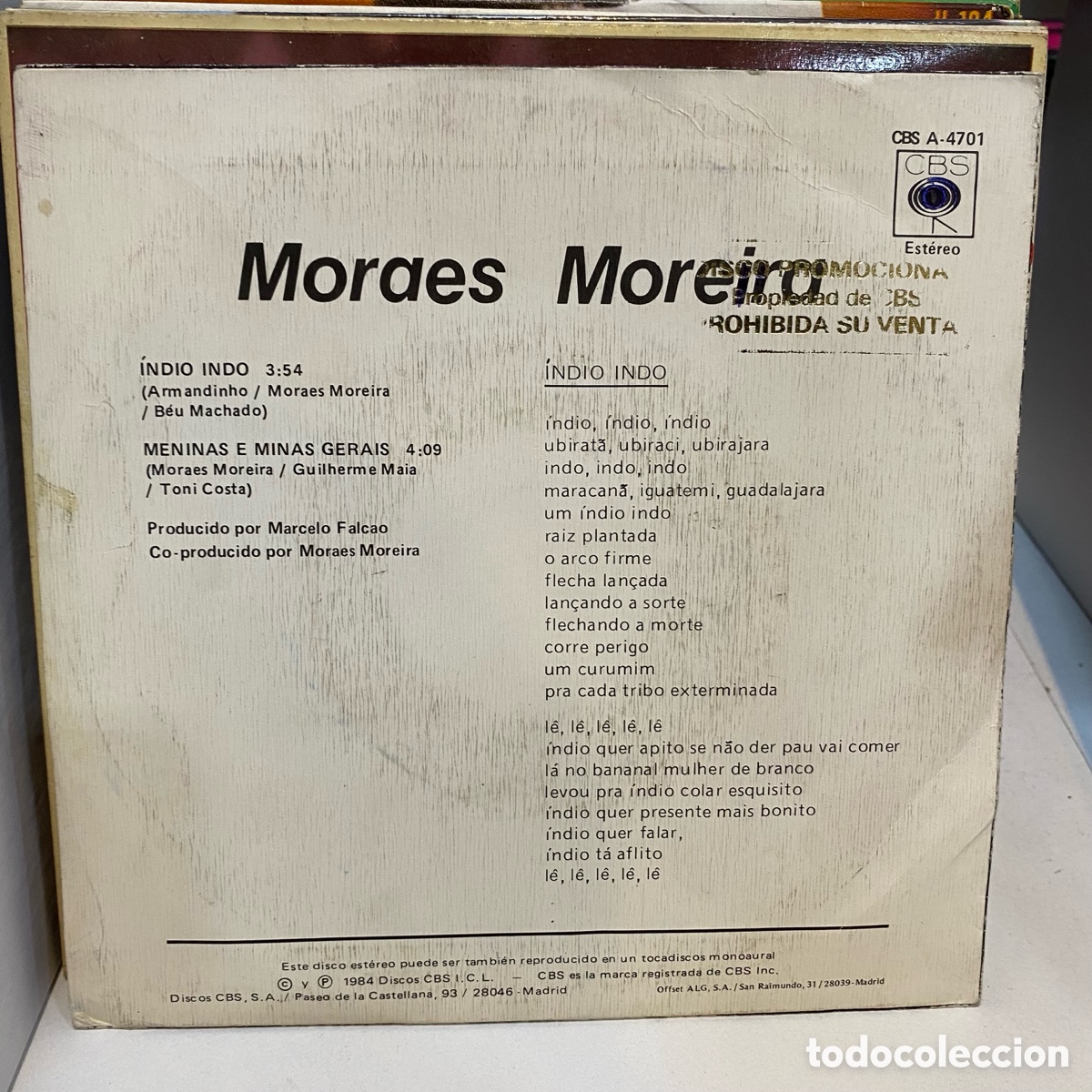 Discos de vinilo: Moraes Moreira - Indio Indo (7&rdquo;, Single) - Foto 2