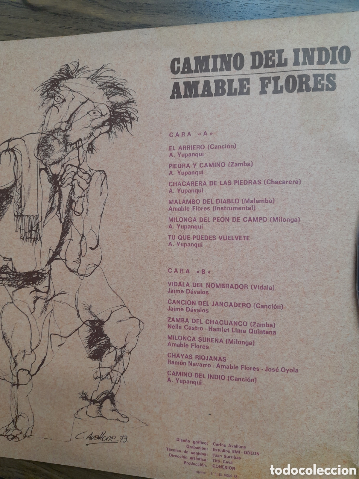 Discos de vinilo: Camino del Indio. Amable Flores. - Foto 2