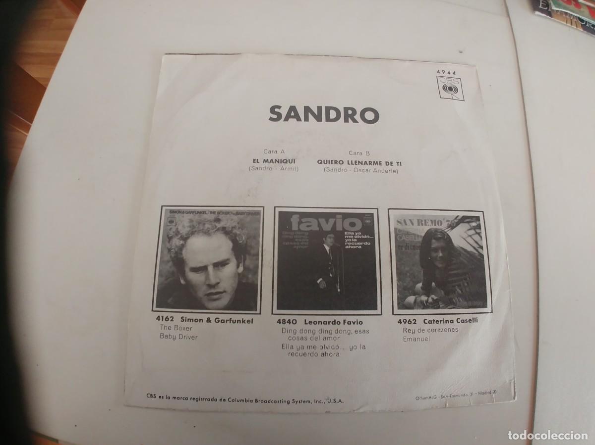 Discos de vinilo: SANDRO-SINGLE EL MANIQUI - Foto 2