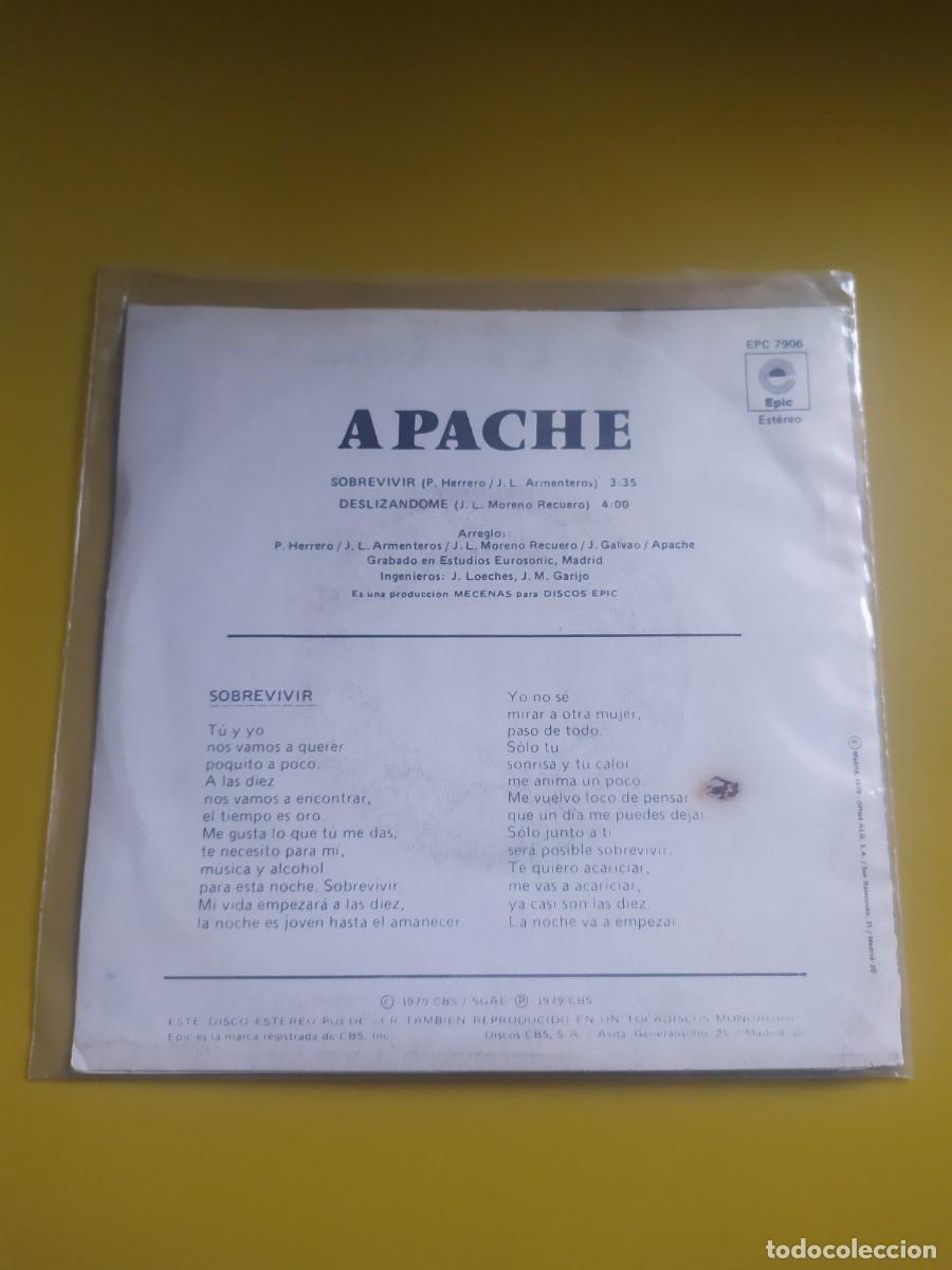 Discos de vinilo: Apache - Sobrevivir / Desliz&aacute;ndome 1980 - Foto 2