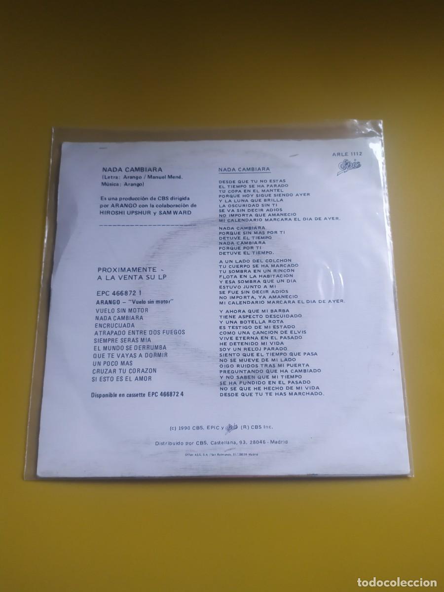 Discos de vinilo: Arango - Nada cambiar&aacute; PROMO 1990 - Foto 2