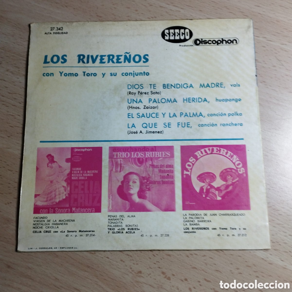 Discos de vinilo: EP 7&rdquo; Los Rivere&ntilde;os 1964 Dios te bendiga + 3. - Foto 2