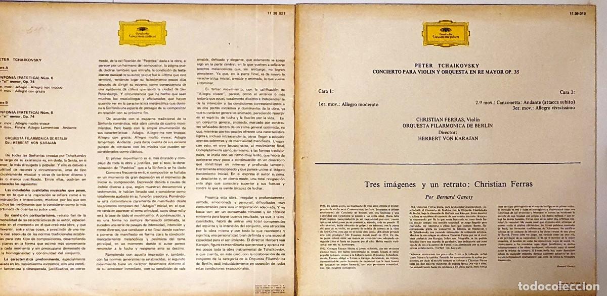 Discos de vinilo: LP PETER TCHAIKOVSKY. DIRECTOR HERERT VON KARAJAN. - Foto 2