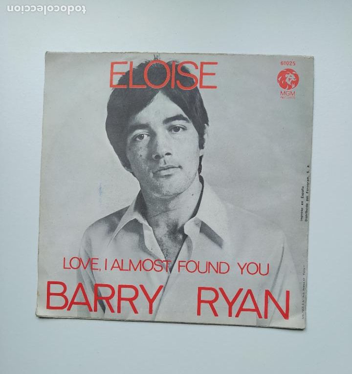 Discos de vinilo: Barry Ryan &lrm;&ndash; Eloise. Single. TDKDS25B - Foto 1