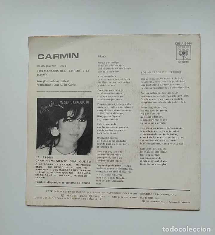 Discos de vinilo: Carmin - Blas - SINGLE. TDKDS25A - Foto 2