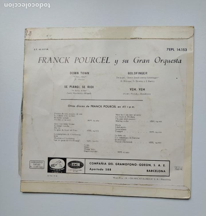 Discos de vinilo: FRANCK POURCEL. GOLDFINGER. EP. TDKDS25A - Foto 2