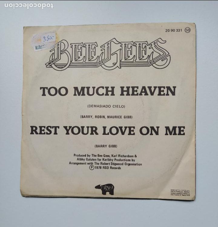 Discos de vinilo: BEE GEES. TOO MUCH HEAVEN SINGLE. TDKDS25A - Foto 2
