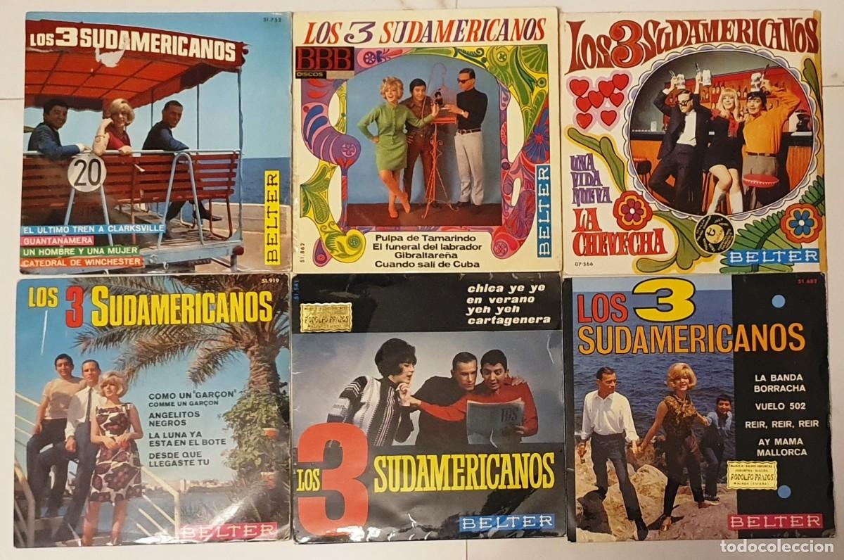 Discos de vinilo: SINGLES LOS TRES SUDAMERICANOS. 6 DISCOS. - Foto 1