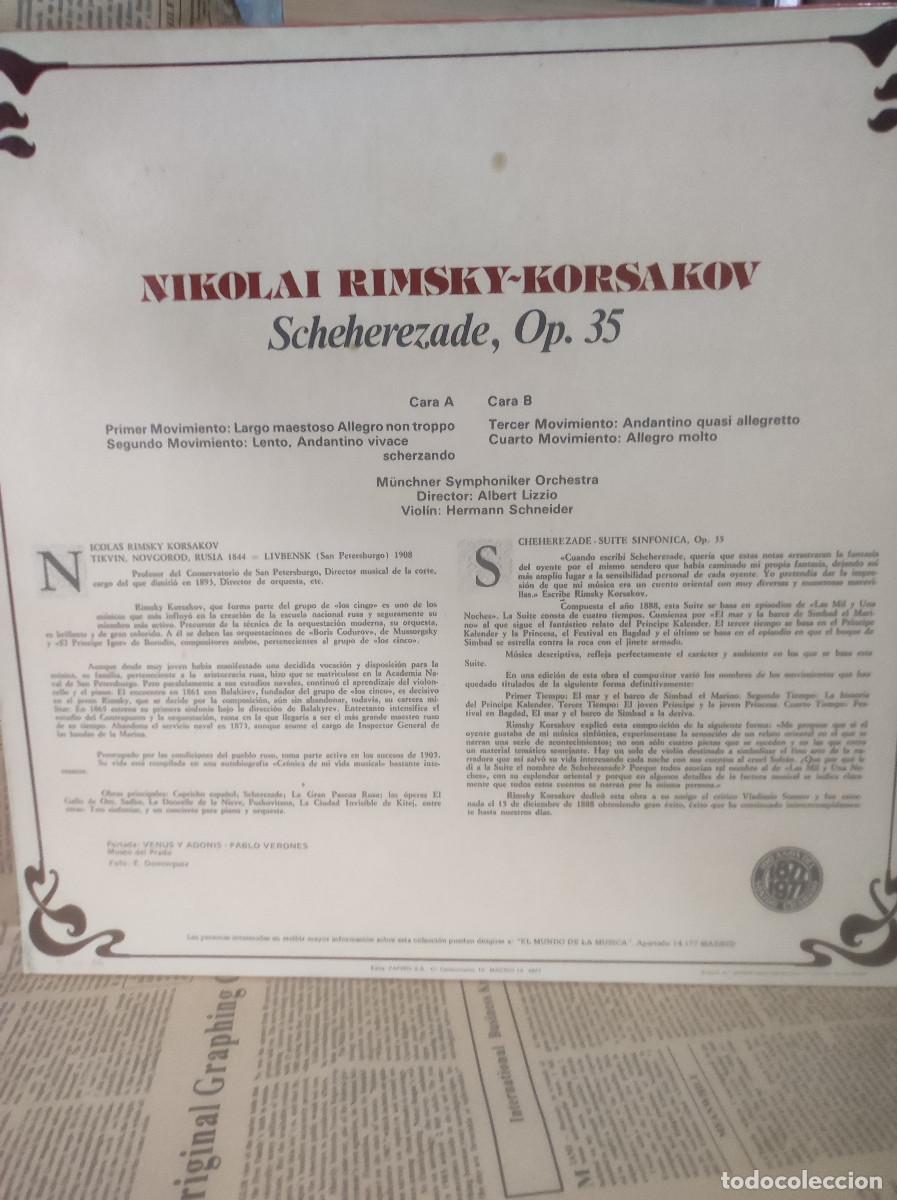Discos de vinilo: NIKOLAI RIMSKY KORSAKOV SCHEHEREZADE OP 35 - Foto 2