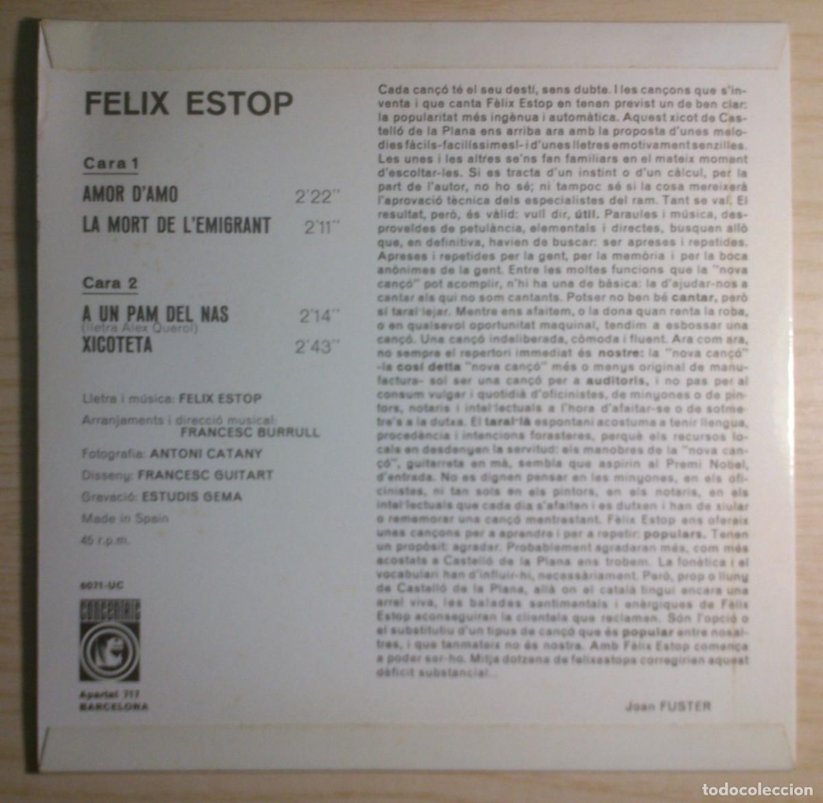 Discos de vinilo: FELIX ESTOP AMOR DAMO - Foto 2