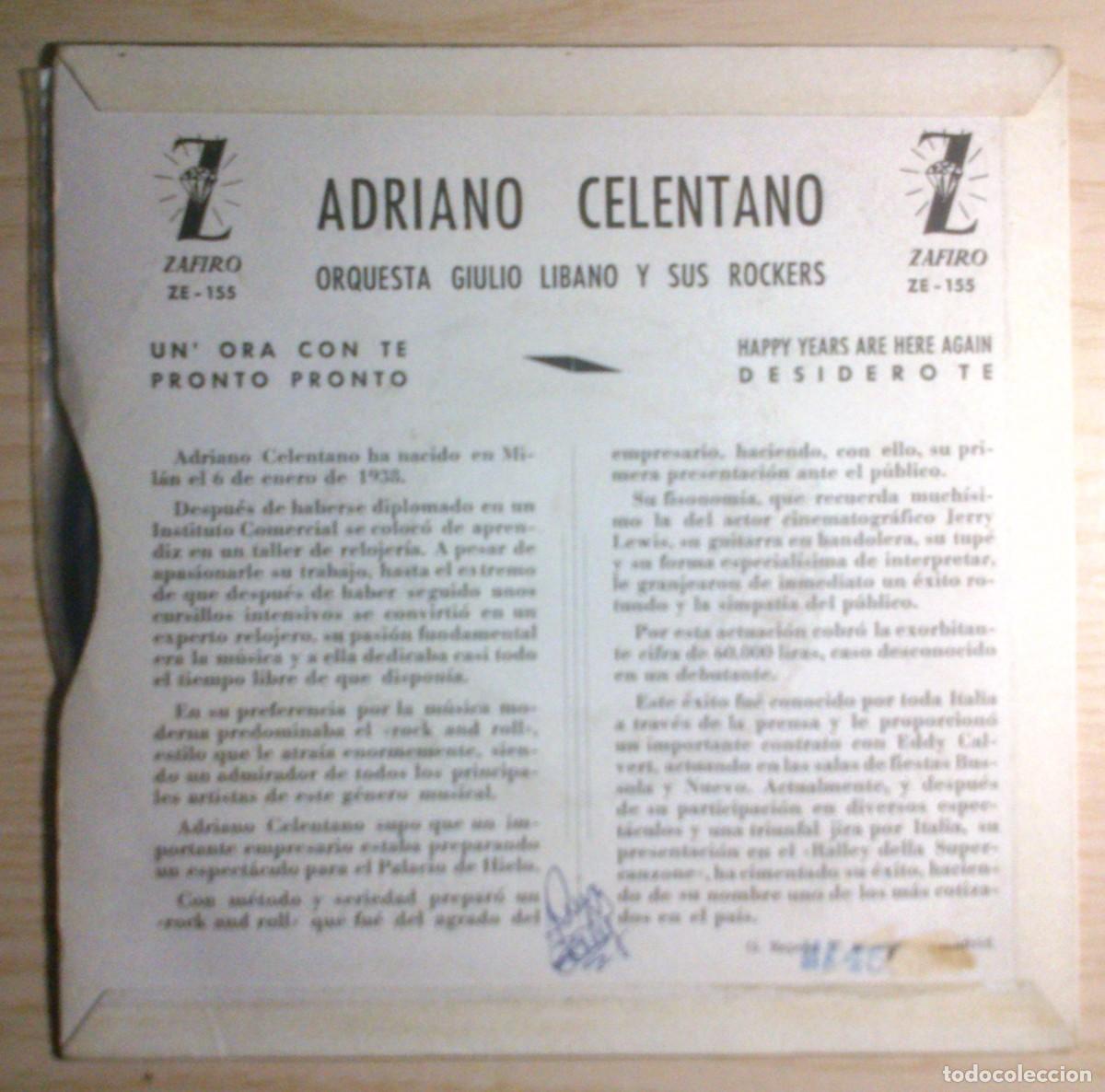 Discos de vinilo: ADRIANO CELENTANO UN ORA CON TE - Foto 2