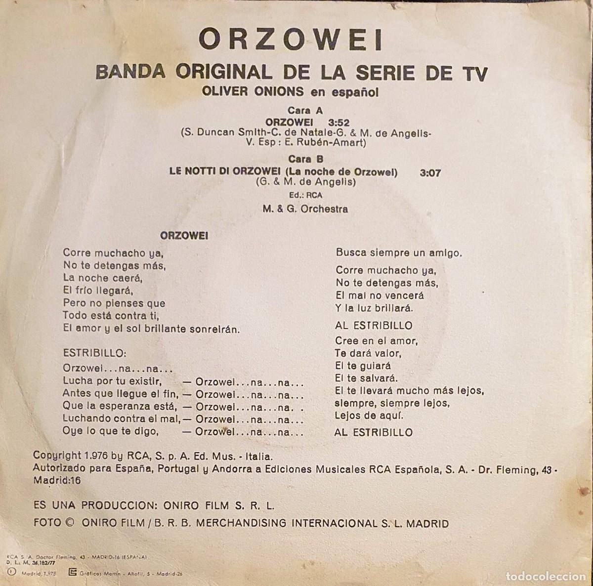 Discos de vinilo: DISCO SINGLES ORZOWEY. BANDA ORIGINAL. - Foto 2