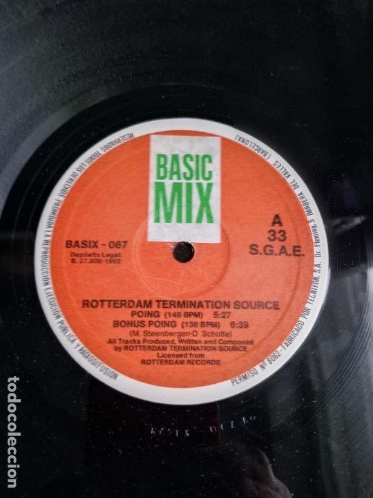 Discos de vinilo: Rotterdam Termination Source &lrm;&ndash; Poing - MAXI SINGLE BASIC MIX 1992 - ELECTRONICA HARDCORE CLASICO - Foto 3
