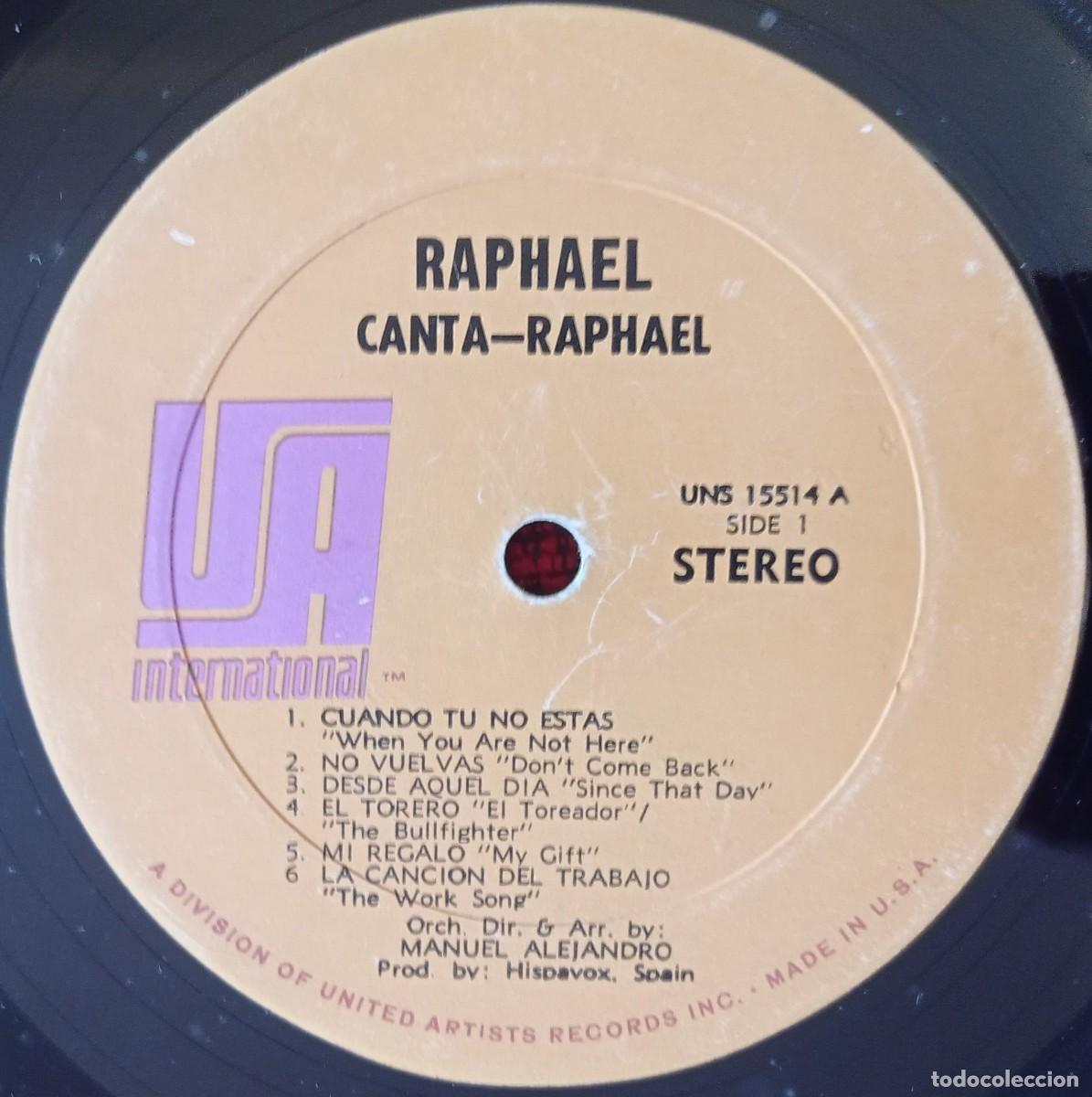 Discos de vinilo: RAPHAEL ** Canta... Raphael ** VINILO LP ORIGINAL USA - Foto 3