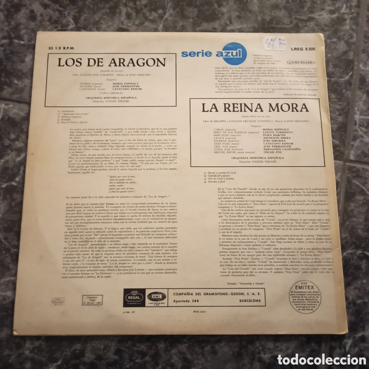 Discos de vinilo: Jose Serrano - Los De Aragon / La Reina Mora (LP, Comp) - Foto 2