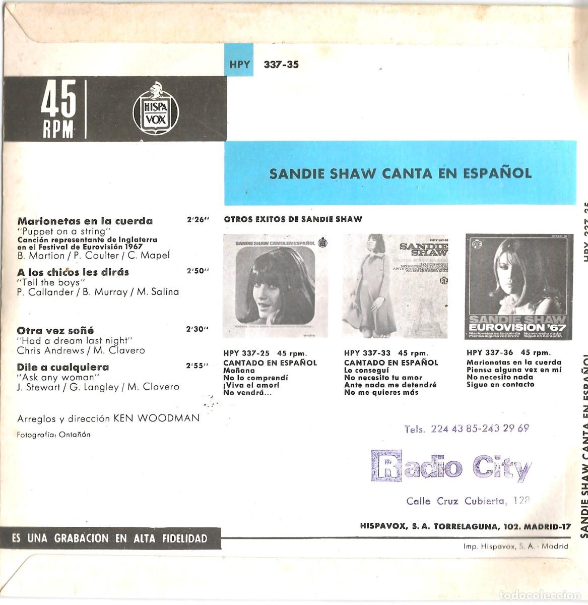 Discos de vinilo: Disco de vinilo SINGLE SANDIE SHAW - Foto 2