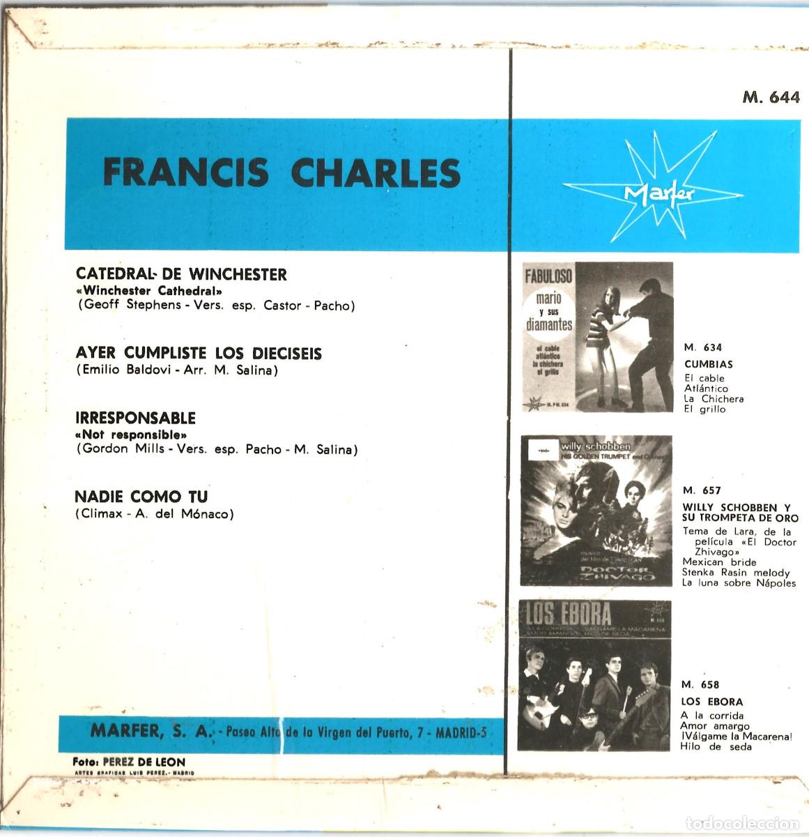 Discos de vinilo: SINGLE DISCO VINILO FRANCIS CHARLES - Foto 2