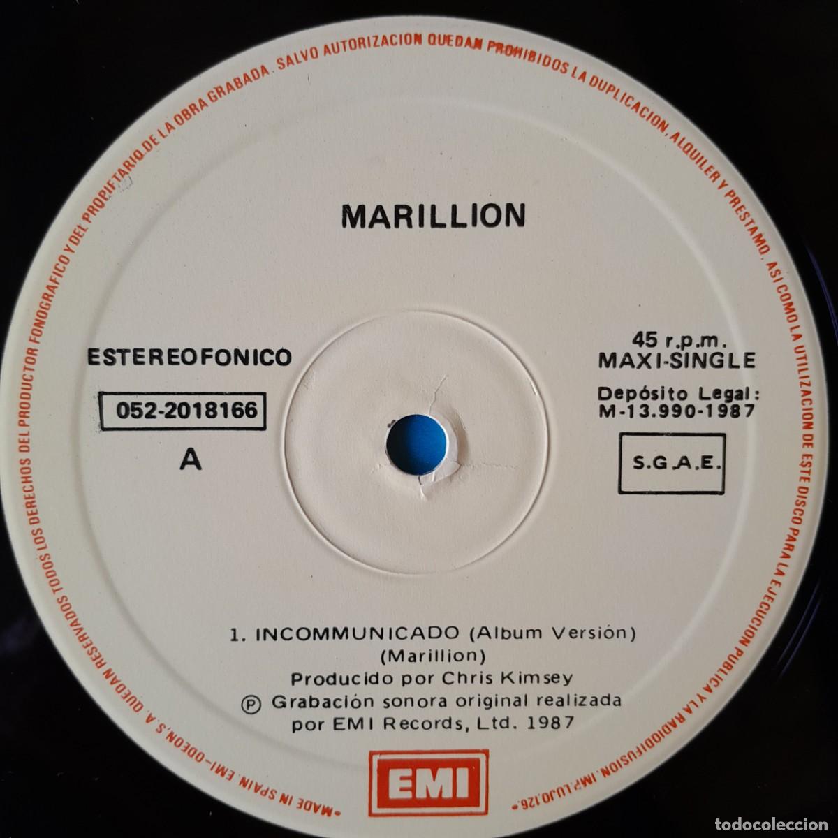 Discos de vinilo: MARILLION : INCOMMUNICADO [EMI - ESP 1987] 12&rdquo; - Foto 3