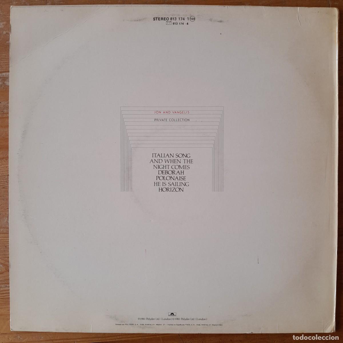 Discos de vinilo: JON & VANGELIS : PRIVATE COLLECTION [POLYDOR - ESP 1983] LP - Foto 2
