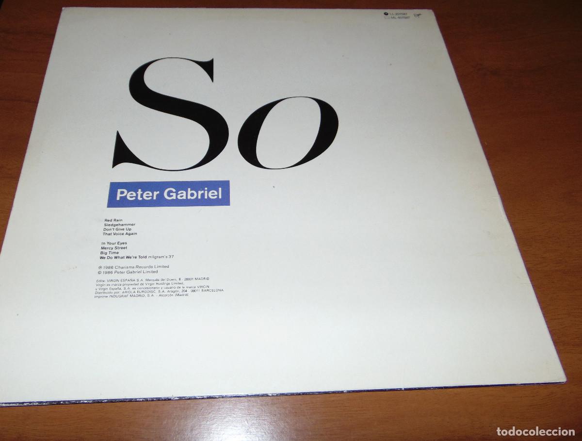Discos de vinilo: PETER GABRIEL - SO - FUNDA INTERIOR ORIGINAL CON LETRAS - LP 1986 - - Foto 4