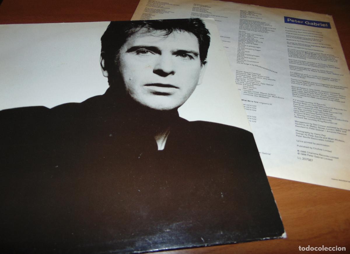 Discos de vinilo: PETER GABRIEL - SO - FUNDA INTERIOR ORIGINAL CON LETRAS - LP 1986 - - Foto 5