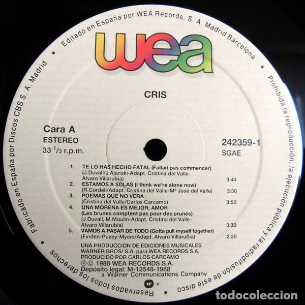 Discos de vinilo: Cris &ndash; Cris-SPAIN-1988-LP - Foto 5