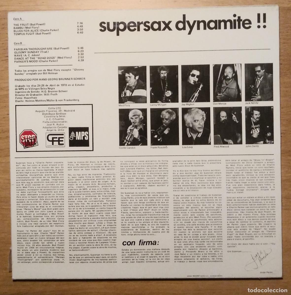 Discos de vinilo: SUPERSAX: &rdquo;DYNAMITE !&rdquo; LP VINILO 1981 - JAZZ - HARD BOP - Foto 2