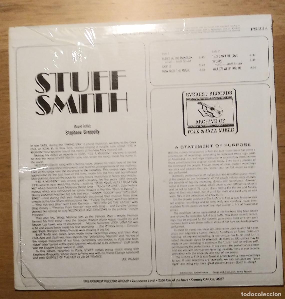 Discos de vinilo: STUFF SMITH: &rdquo;STUFF SMITH&rdquo; LP VINILO - JAZZ - VIOLIN - EVEREST RECORDS - Foto 2