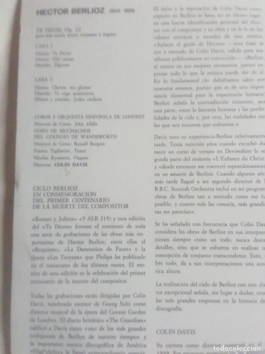 Discos de vinilo: BERLIOZ. TE DEUM. COLIN DAVIS. DISCO DE VINILO - Foto 2