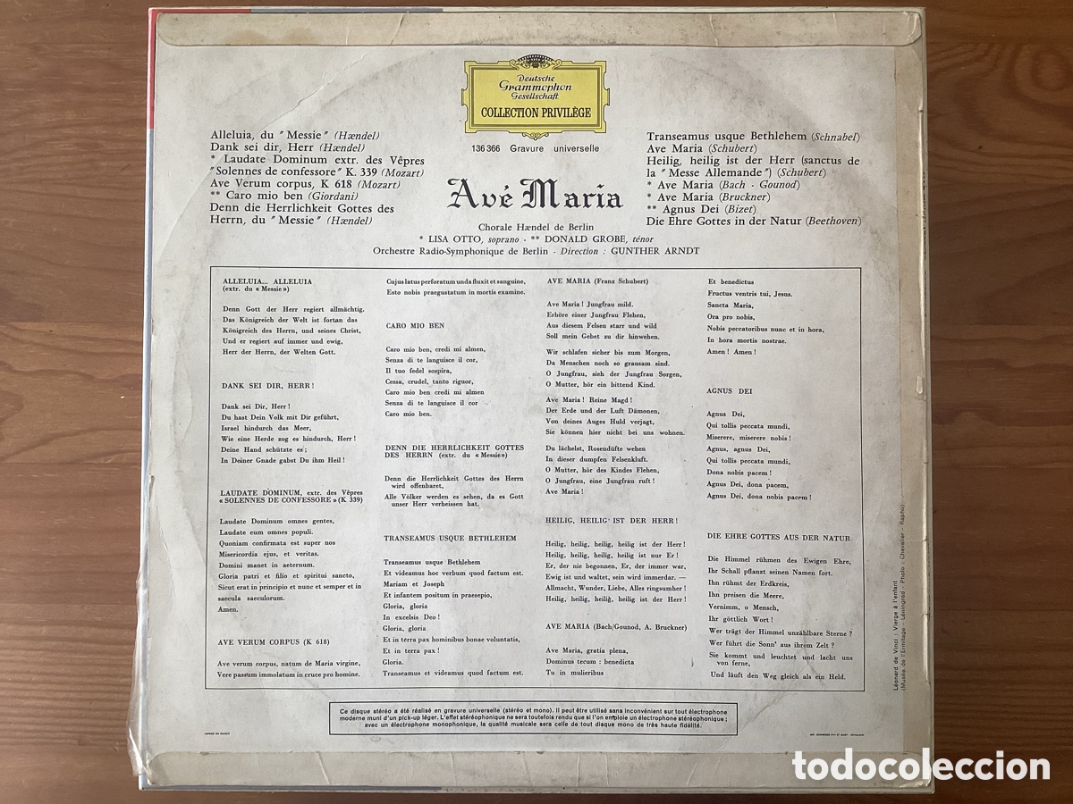Discos de vinilo: Ave Maria: HAENDEL Y OTROS - Foto 2