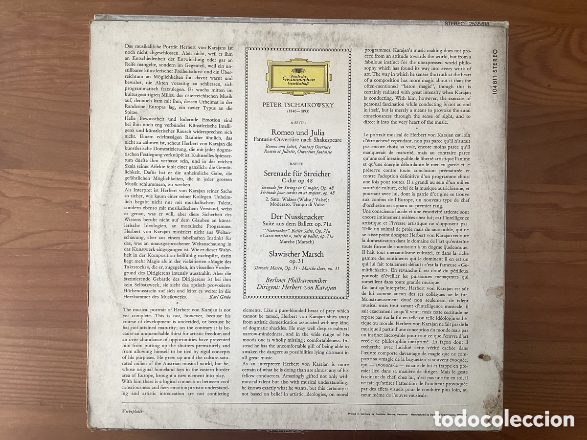 Discos de vinilo: PETER TSCHAIKOWSKY HERBERT VON KARAJAN - Foto 2