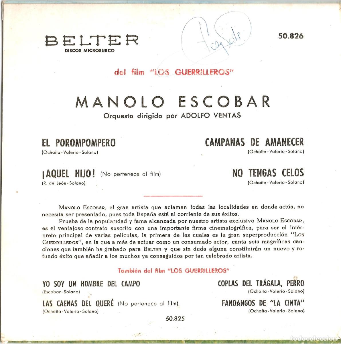 Discos de vinilo: Disco de vinilo SINGLE MANOLO ESCOBAR - Foto 2