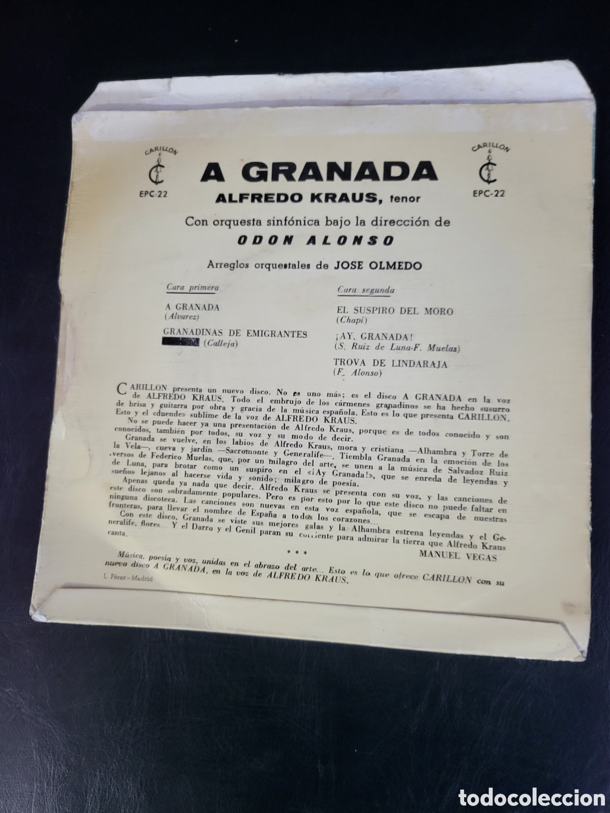 Discos de vinilo: Disco antiguo Alfredo kraus - Foto 2