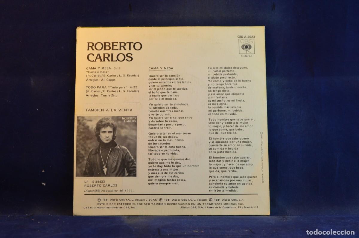 Discos de vinilo: ROBERTO CARLOS - CAMA Y MESA - TODO PARA - SINGLE - Foto 2