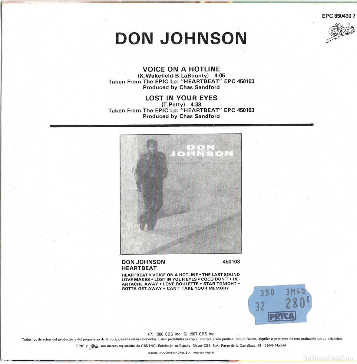 Discos de vinilo: Disco de vinilo SINGLE DON JOHNSON - Foto 2