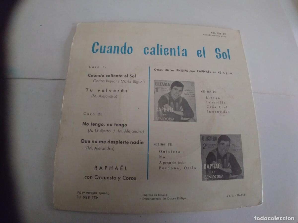 Discos de vinilo: RAPHAEL-EP CUANDO CALIENTA EL SOL +3 - Foto 2