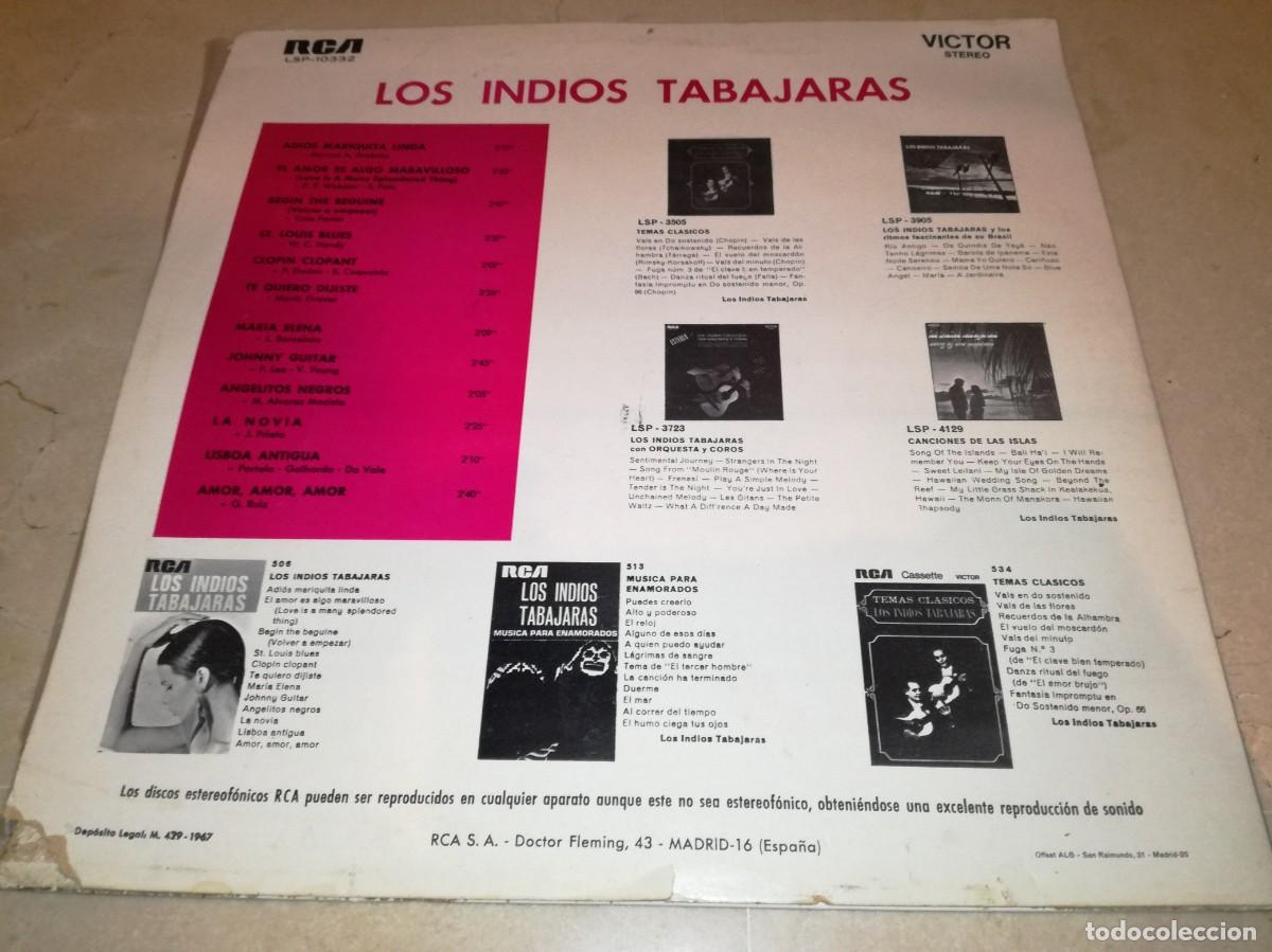 Discos de vinilo: LOS INDIOS TABAJARAS-ORIGINAL 1967 - Foto 2