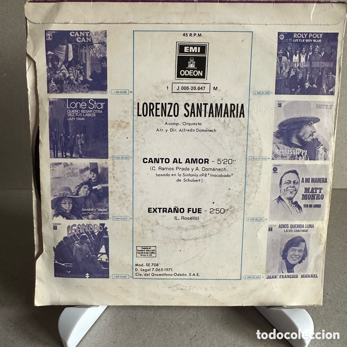 Discos de vinilo: Lorenzo Santamar&iacute;a - Canto Al Amor (7&rdquo;, Single) - Foto 2