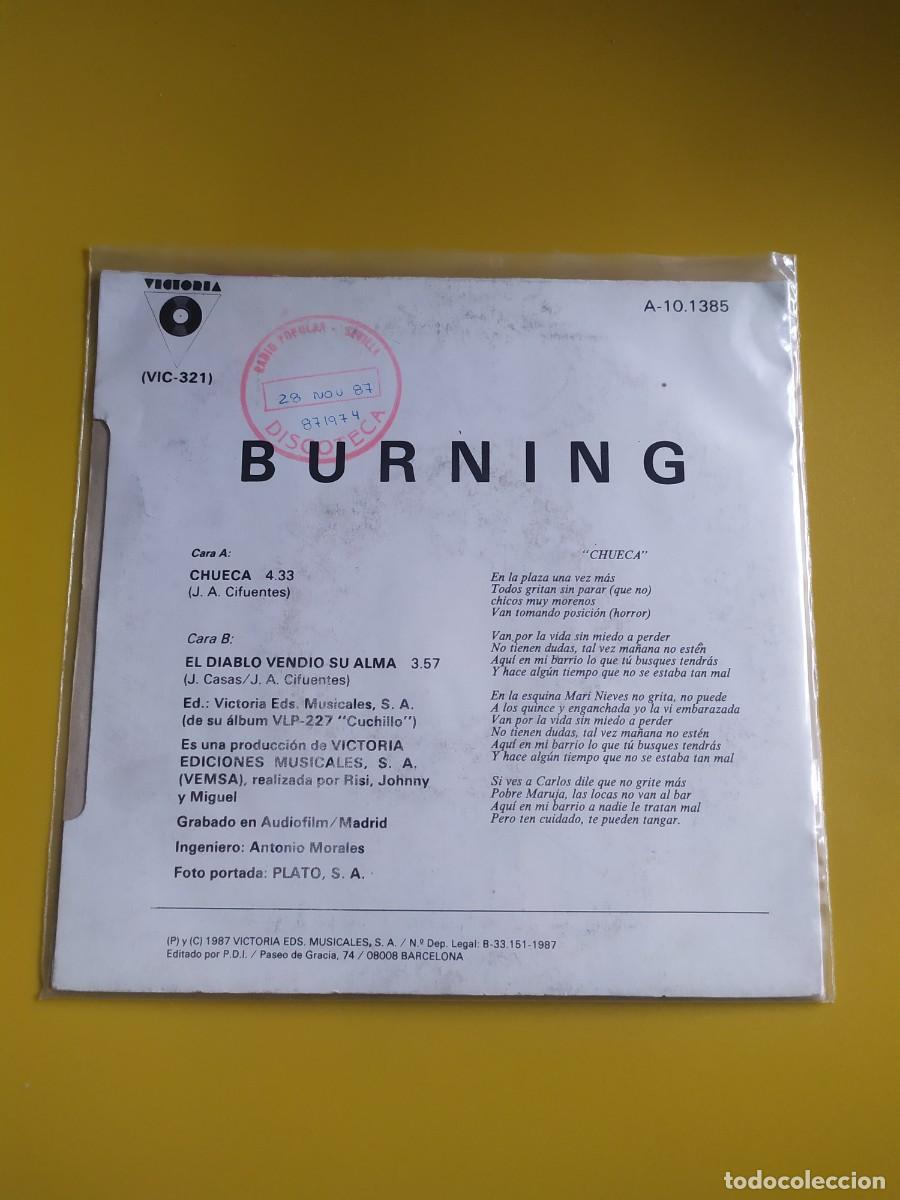 Discos de vinilo: Burning - Chueca / El diablo vendi&oacute; su alma 1987 - Foto 2