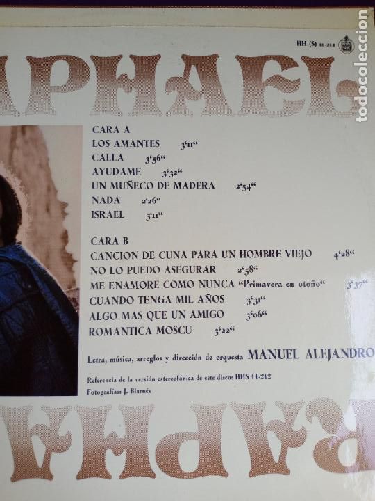 Discos de vinilo: RAPHAEL LP HISPAVOX 1971 - 1&ordf; EDICION - ALGO MAS... - POCO USO - Foto 3