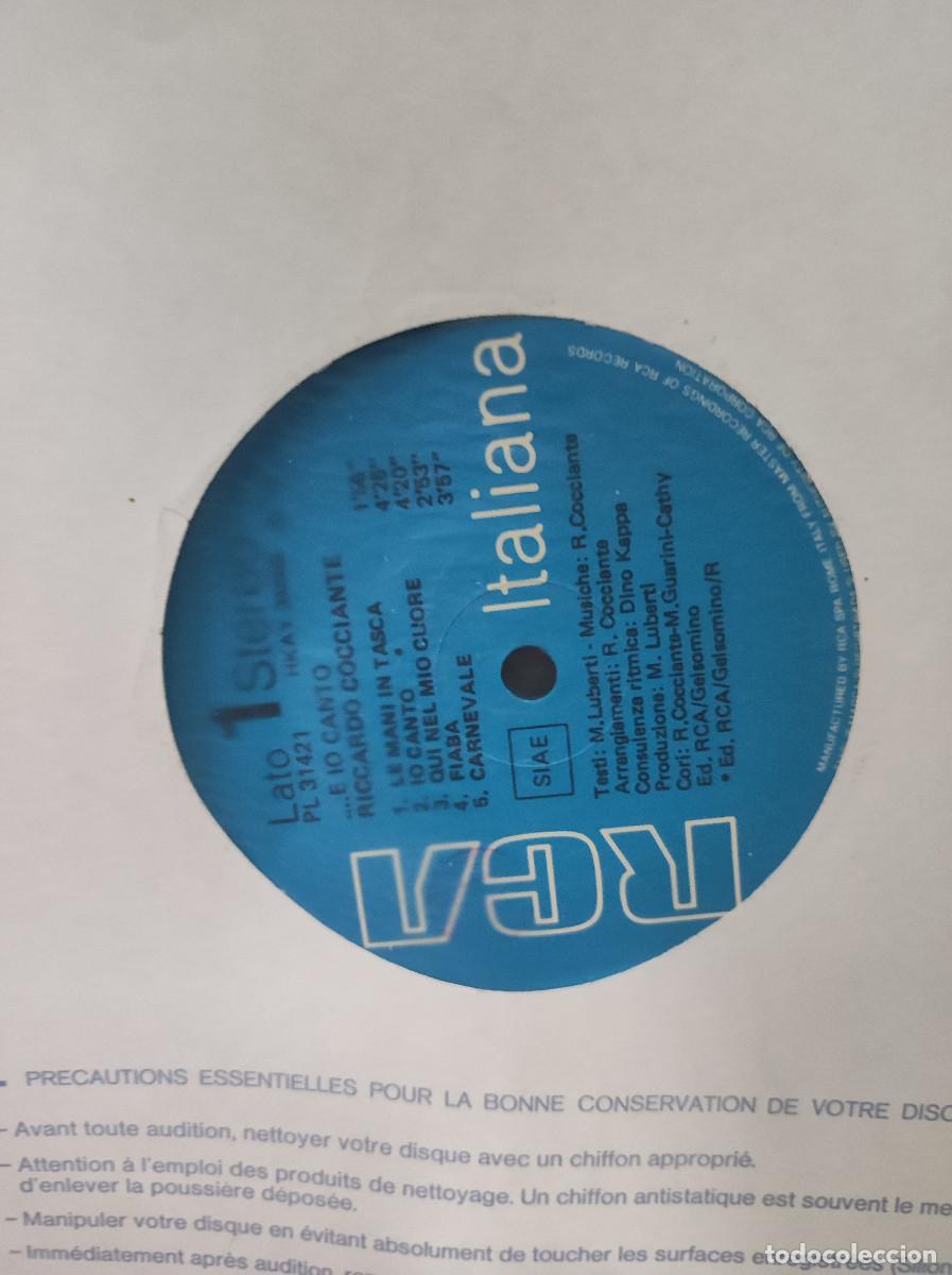 Discos de vinilo: Riccardo Cocciante &ndash; ...E Io Canto - Foto 2