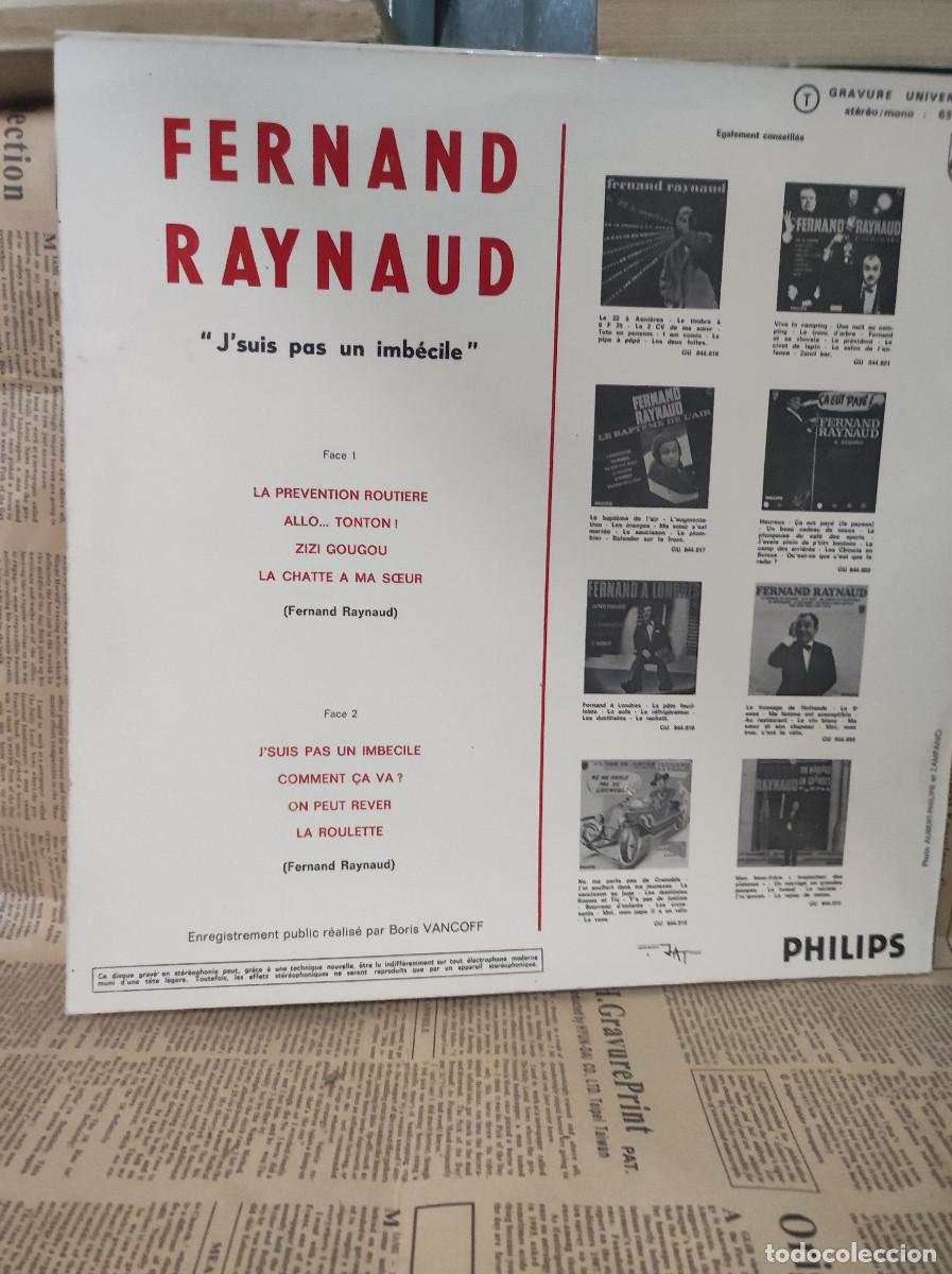 Discos de vinilo: Fernand Raynaud &ndash; JSuis Pas Un Imb&eacute;cile - Foto 2