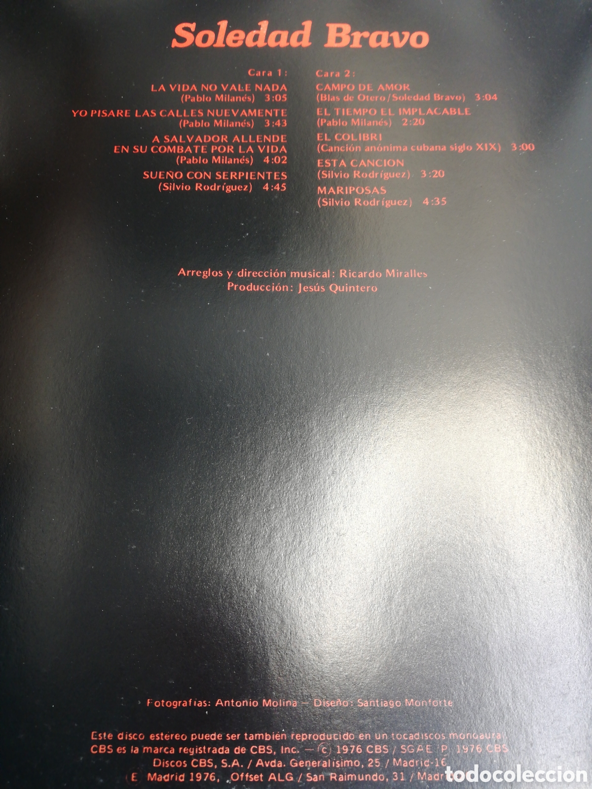 Discos de vinilo: Disco de Vinilo. LP. Soledad Bravo. - Foto 6